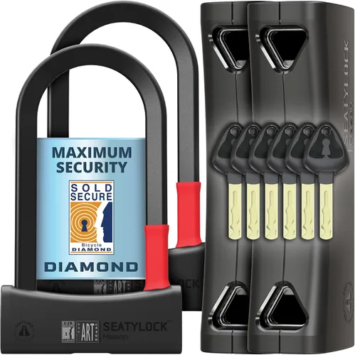 Miniatura 12 de Seatylock Mason Candado de Bicicleta en U - Candado Antirrobo de Alta Resistencia Patentado con Diamante Seguro ULock - Herramienta de Seguridad
