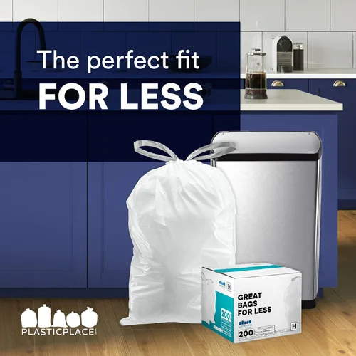 Miniatura 5 de Plasticplace Bolsas de basura de ajuste personalizado, compatibles con Simplehuman Code R (100 unidades) forros de basura blancos con cordón de 2.6
