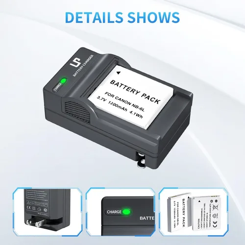 Miniatura 4 de LP Paquete de 2 baterías NB-6LH NB-6L y cargador LED, batería de 1200 mAh compatible con Canon PowerShot SX530 HS SX710 HS SX700 HS SX610 HS SX600