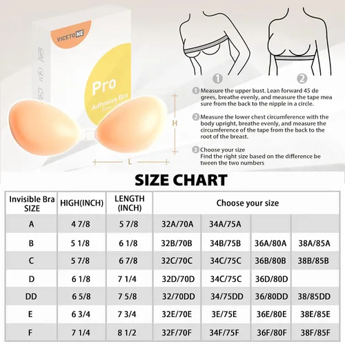 Miniatura 6 de VICETONE Adhesive Bra Strapless Sticky Invisible Push up Reusable Silicone Bra The Best Off Backless Viscous Bra for Women