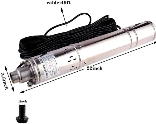 Miniatura 3 de Bomba de pozo profundo de acero inoxidable de tubo de 3.5 pulgadas 1HP Bomba de pozo de tornillo sumergible 220-240V/60Hz Bomba de agua de pozo