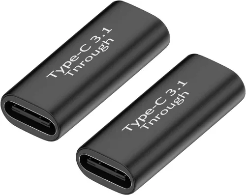 Accessonico Acoplador USB C hembra a hembra, paquete de 2 conectores de extensión USB 3.1 tipo C para conectar 2 cables USB-C, compatible con