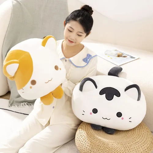 Miniatura 8 de Linda y suave y redonda de peluche de gato atigrado, juguetes de peluche para gatos y gatitos, almohada para abrazar, regalo para niños y amantes