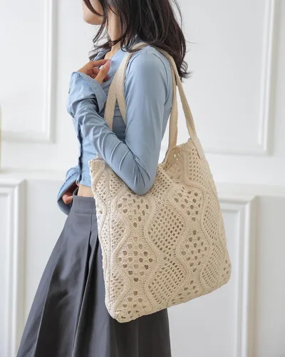 Miniatura 2 de Bolsas de ganchillo para mujer, bolsa de mano de playa de verano, bolsa de hombro de gran capacidad, bolsa de hobo estética, bolsa de punto, bolsa