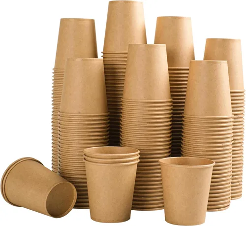 Miniatura 13 de Clawsoff Paquete de 180 tazas de papel de 12 oz, tazas de café desechables de papel kraft marrón de 12 oz, tazas de papel no blanqueadas