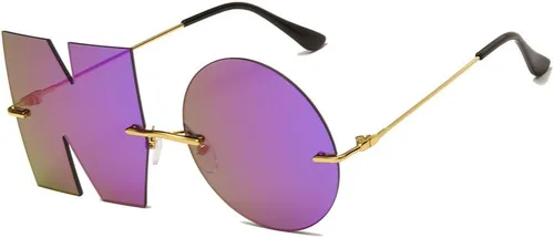 Miniatura 2 de ENTHYI Gafas de sol irregulares sin montura del diseño de la letra NO del partido para los hombreslas mujeres UV400 Streetwear Eyewears