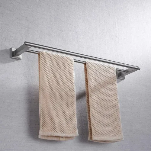 Miniatura 8 de Miyili Toallero doble de 24 pulgadas de acero inoxidable cepillado para toallas de baño, soporte de pared, A02N60B Acero cepillado