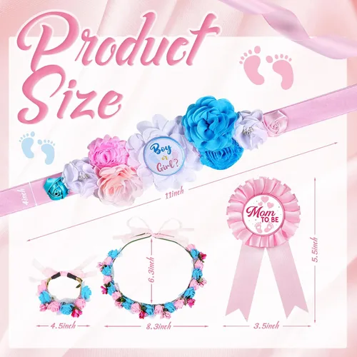 Miniatura 2 de Riceshoot Conjunto de fajín y ramillete de flores de maternidad para niño o niña, decoraciones de revelación de género, para mamá, para ser papá
