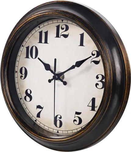 Miniatura 5 de Yoiolclc Reloj de pared vintage de 8 pulgadas, retro, relojes de pared silenciosos que funcionan con pilas, para cocina, baño, dormitorio, Bronce