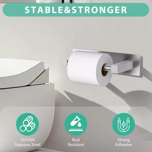 Miniatura 2 de Soporte de papel higiénico de níquel cepillado para baño, montaje en pared, dispensador de papel higiénico comercial de acero inoxidable, soporte