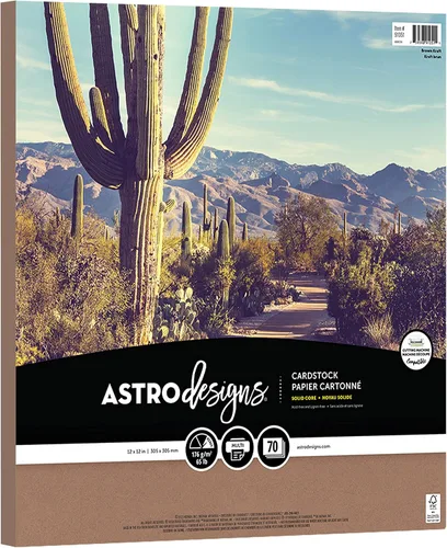 Astrodesigns Cartulina para manualidades, 12.0 in x 12.0 in, 65 lb/176 gsm, Kraft, 70 hojas (91051)