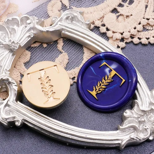 Miniatura 5 de SWANGSA Sello de cera inicial del alfabeto T, sello de cera de hojas botánicas vintage elegante para invitación de fiesta de boda, envoltorio