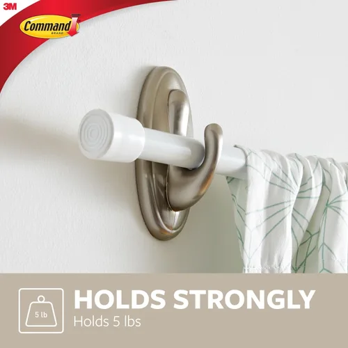 Miniatura 3 de Command Ganchos grandes de color níquel cepillado de 5 libras, 2 unidades de 2 ganchos de pared y 2 tiras Command para decoración de pared