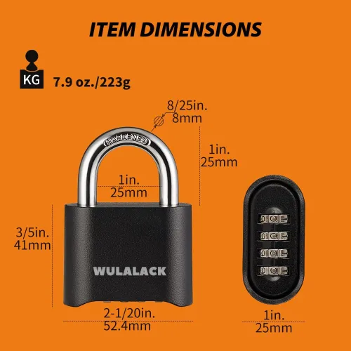 Miniatura 2 de WULALACK - Candado de combinación para exteriores, combinación de candado de 4 dígitos resistente a la intemperie para cobertizos al aire libre