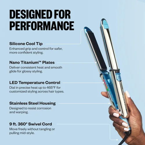Miniatura 6 de BaBylissPRO Nano Titanium Prima Ionic Hair Straightener – Professional Flat Iron & Curling Iron in One for Stylists, Pro Styling Hair Tool Azul