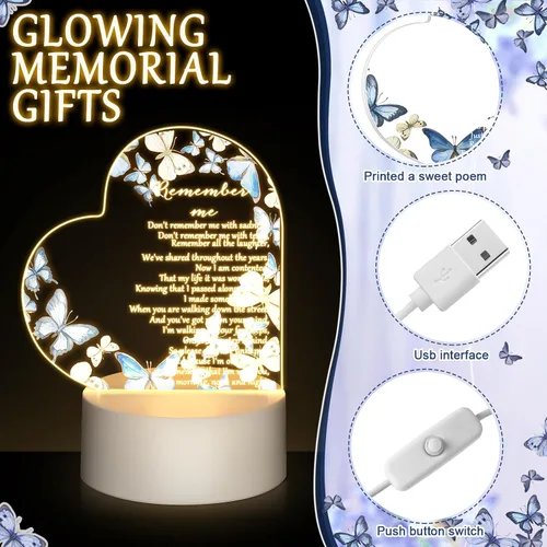 Miniatura 3 de Coume Regalo conmemorativo, luz nocturna, cristal transparente, acrílico, corazón, condolencias, regalo, luz LED, recuerdo de duelo, decoración