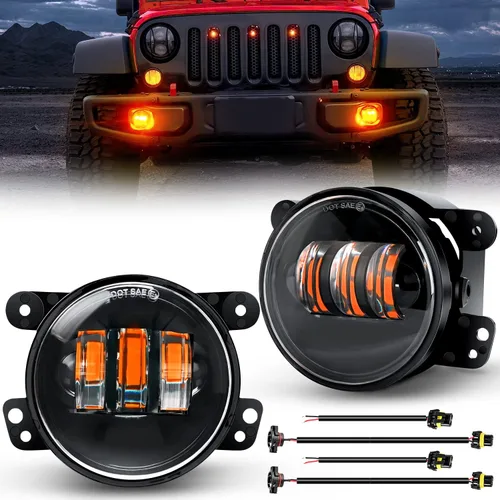 Nilight Conjunto de Luces LED de Niebla de 4 Pulgadas Compatible con 2007 2008 2009 2010 2011 2012 2013 2014 2015 2016 2017 2018 Jeep Wrangler JK