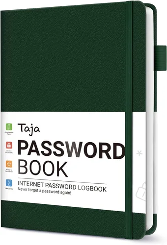 Miniatura 176 de Taja - Libreta de contraseñas con pestañas alfabéticas para personas mayores, cuaderno de contraseñas y registro detallado de direcciones de sitios