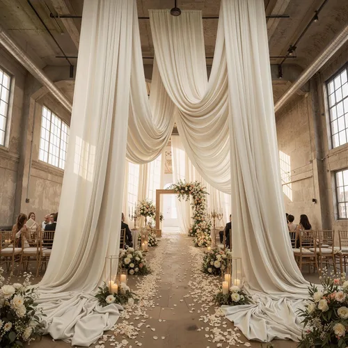 2 paneles de cortinas de techo beige de 5 x 30 pies para fiestas de boda – 30 pies extra largas de poliéster grueso sin arrugas, decoración de