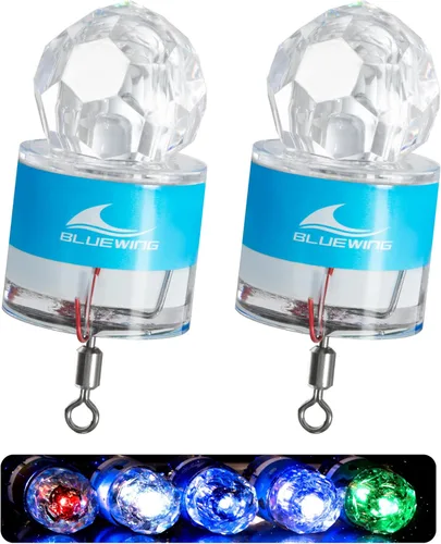 Miniatura 9 de BLUEWING Luces LED de pesca de diamante, luces de caída profunda, intermitente subacuático, activación de agua, señuelos de pesca con iluminación
