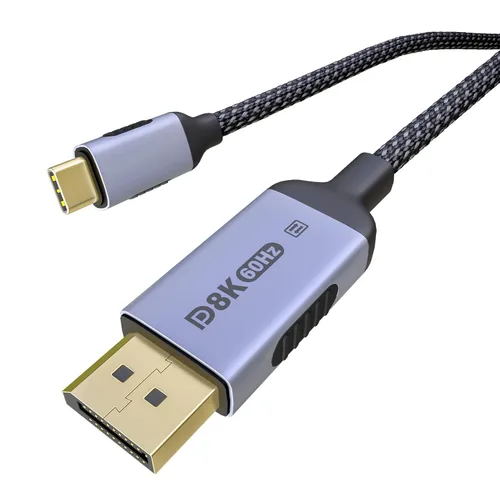 Miniatura 10 de Cable USB C a DisplayPort 1.4 bidireccional de 3.3 pies, 8K a 60 Hz 4K a 240 Hz tipo C a DP (compatible con Thunderbolt 4/3), nailon trenzado