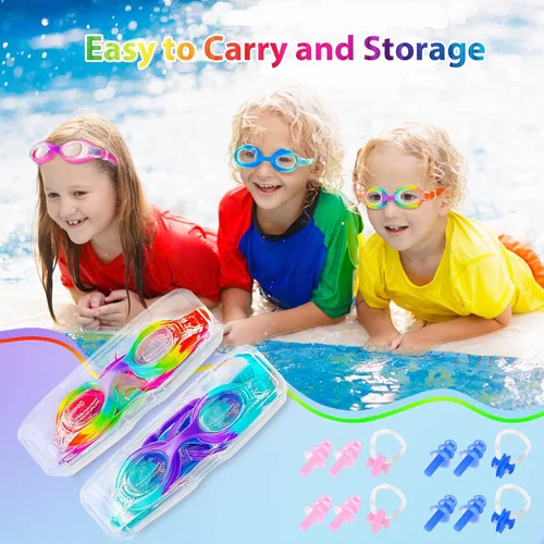 Miniatura 7 de XDX Gafas de natación para niños de 4 a 14, paquete de 4 para niños y niñas, antivaho con protección UV Multicolor-4pack-b