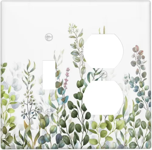Miniatura 76 de Hojas de eucalipto, vegetación, flores de vid, sencillez, cubiertas decorativas de salida de 1 pandilla, placa de pared para interruptor de luz