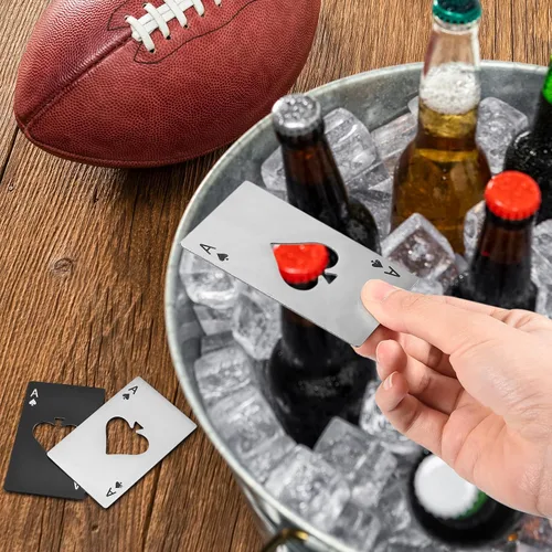 Miniatura 4 de uxcell Abrebotellas Ace of Spades, 10 unidades, de acero inoxidable, tamaño de tarjeta de crédito, abrebotellas de cerveza para bodas, fiestas