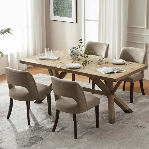 Miniatura 11 de VKNOW Juego de 2 sillas de comedor modernas, tapizadas de piel sintética, sillas de comedor, sillas de cocina, sillas de cena de granja para cocina