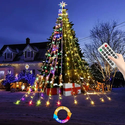 Miniatura 10 de Cadena de Luces de Navidad que Cambian de Color, 335 LED RGB con Control Remoto y Temporizador, Luces de Árbol de Navidad Impermeables