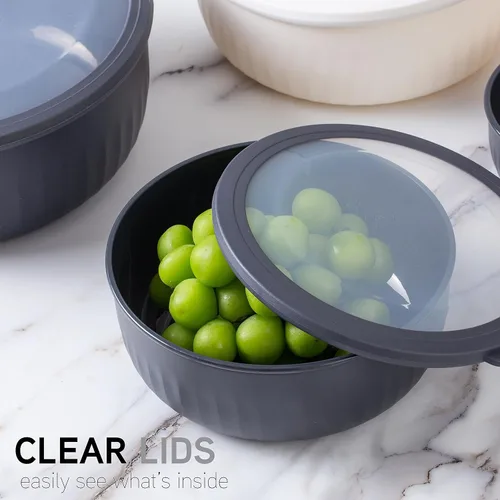 Miniatura 316 de COOK WITH COLOR Tazones de preparación con tapas - Juego de tazones pequeños de mezcla de plástico anchos y profundos anidables con tapas, juego
