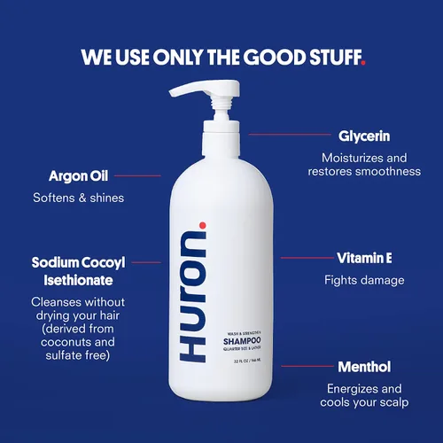 Miniatura 3 de Huron Champú diario Fresh Scent para hombre, mantiene el cabello lleno y fuerte, champú nutritivo para cabello de hombres con aceite de argán