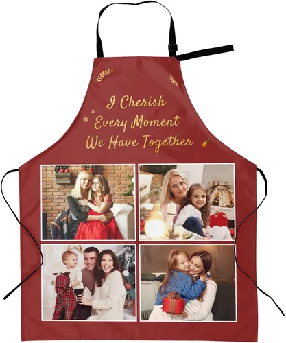 Miniatura 11 de Delantales personalizados con dos bolsillos para mujeres y hombres, delantales personalizados impresos con texto fotográfico para cocinero de cocina