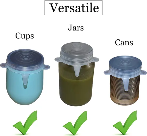 Miniatura 3 de Tapas para latas de alimentos para mascotas y humanos, paquete de 4, fundas de silicona elásticas para almacenamiento de alimentos enlatados