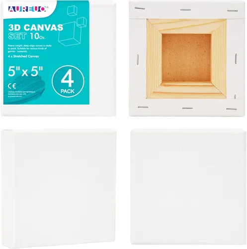 Miniatura 10 de AUREUO Lienzo envuelto para galería de 4 x 4 pulgadas, profundidad de 1.5 pulgadas, paquete de 4 unidades, 10 onzas con triple imprimación de gesso