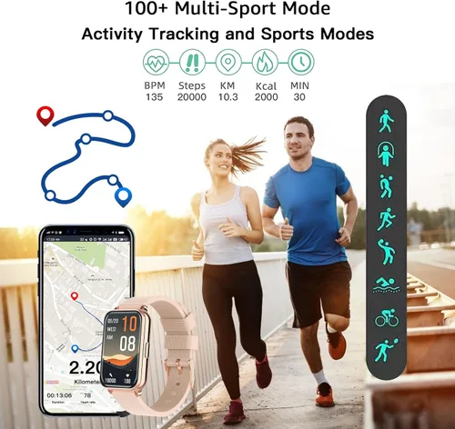 Miniatura 6 de Smart Watch Fitness Tracker Make/Answer Calls for Women Men with Heart Rate Blood Oxygen Sleep Monitor Sports Modes Step Calorie Counter IP68 Rosado