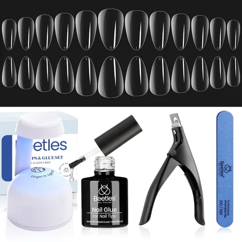 Miniatura 18 de Beetles 9 en 1 Pegamento de Gel para Uñas de Acrílico, 2 Piezas de 10ml Super Fuerte Pegamento de Uñas para Puntas de Uñas Postizas Transparentes