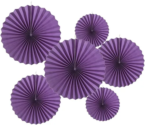 Miniatura 8 de MOWO Abanicos de papel negro para colgar decoración (negro, 6 piezas)