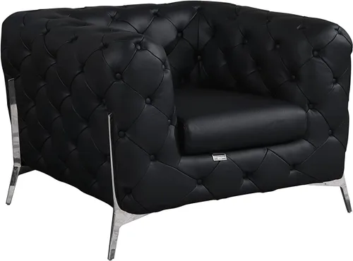 Miniatura 49 de Blackjack Furniture Modena - Moderno juego de sofá de 3 piezas de cuero italiano de grano superior, elegante diseño copetudo y patas de acero Beige