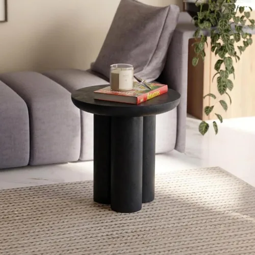 Miniatura 22 de Relso Aurora - Mesita de noche de madera maciza con estante abierto, mesa de noche con acabado negro, mesa auxiliar para dormitorio, sala de estar