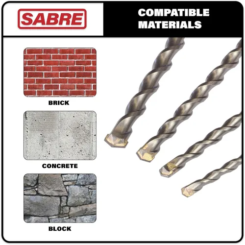 Miniatura 4 de 8 piezas de brocas SDS Plus de 12 pulgadas para ladrillo, piedra, concreto, 1/4 x 12 pulgadas, 5/16 x 12 pulgadas, 3/8 x 12 pulgadas, 1/2 x 12