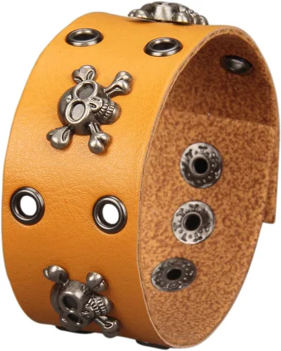 Miniatura 58 de Jeilwiy Pulseras de cuero punk para hombres, pulseras hechas a mano, brazalete ancho, joyería trenzada, color negro y marrón, ajustable, regalos