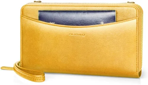 Miniatura 7 de nuoku Cartera RFID para mujer, bolso cruzado con cremallera alrededor de 2 correas