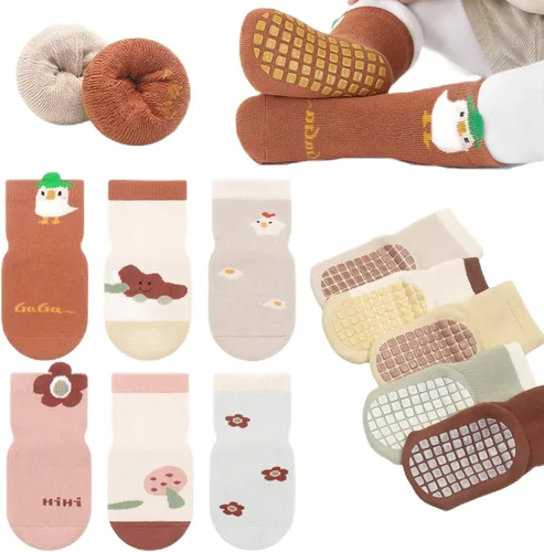 Miniatura 9 de Calcetines de agarre antideslizantes para bebés y niños pequeños, cálidos, gruesos, antideslizantes, calcetines para niñas y niños recién nacidos, 6