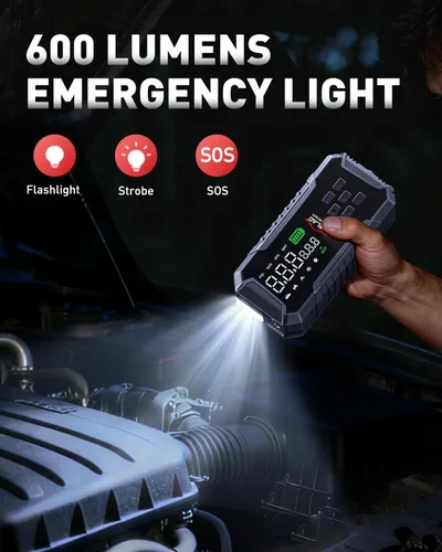Miniatura 5 de Arrancador de Batería para Automóvil con Compresor de Aire 160PSI, Arrancador de Batería para Automóvil Portátil 7000A 12V (Todo Gas/12L Diesel)