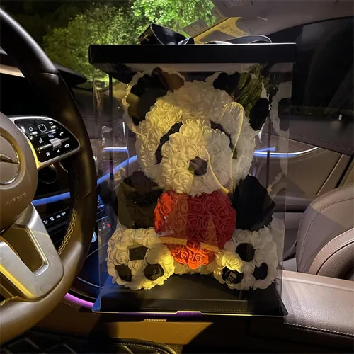 Miniatura 6 de Oso de rosas hecho a mano, oso de peluche de rosas eternas, juego de oso de rosas eternas, día de San Valentín, aniversario, día de la madre, Panda