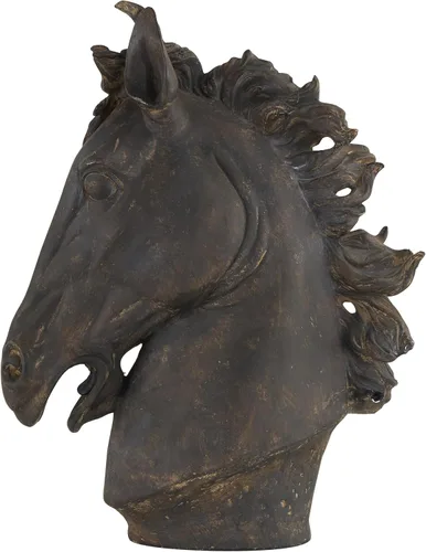 Deco 79 Polystone - Escultura decorativa de caballo para decoración del hogar, estatua de acento de 22 x 7 x 25 pulgadas, color marrón