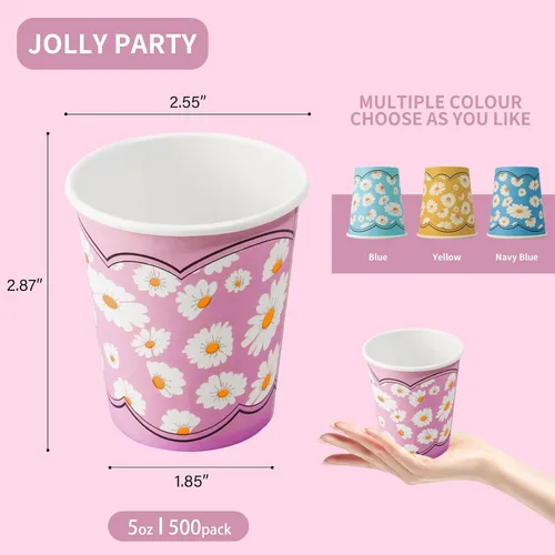 Miniatura 2 de Paquete de 500 vasos de papel desechables de 5 onzas, coloridos vasos pequeños para enjuague bucal, para fiestas, pícnics, barbacoas, viajes