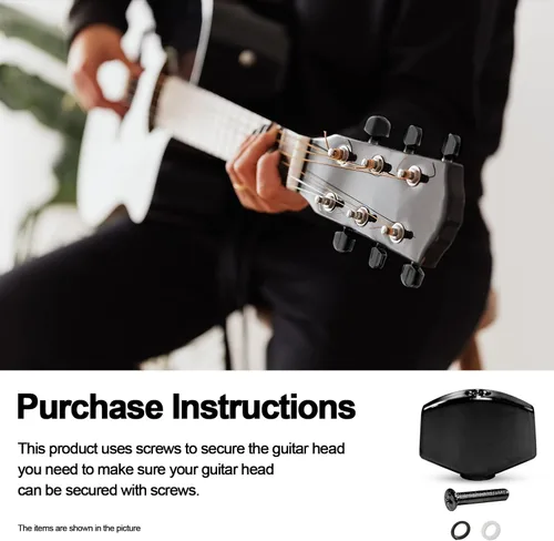 Miniatura 3 de MAXCHEER 6 piezas de metal grande forma cuadrada guitarra afinación clavija afinadores cabeza máquina reemplazos botones perilla mango punta (negro)