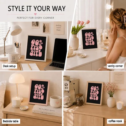 Miniatura 6 de Go Piss Girl Arte de Pared Trendy Arte de Pared Divertido Idea de Regalo Lindo Decoración de Apartamento Impresión de Baño Rosa Decoración